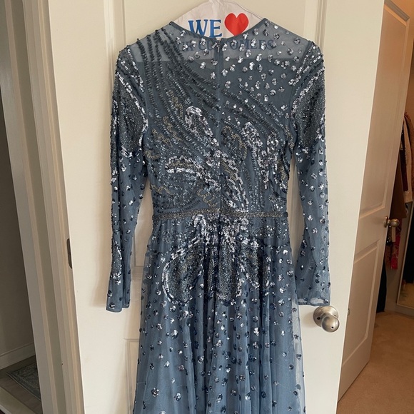 Mac Duggal 5572 Embellished Illusion Sleeve Midi Dress size 8 Christmas/New Year - Picture 4 of 5